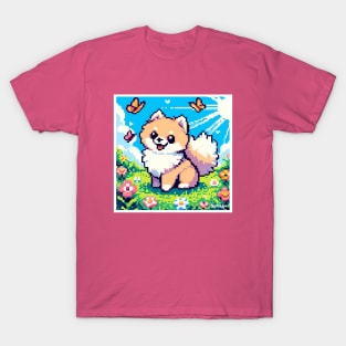 Pixel Pomeranian Art T-Shirt